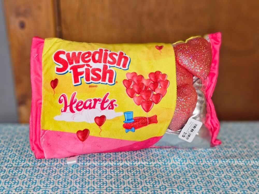 Iscream Swedish Fish Hearts Pillow Plushies NWOT
